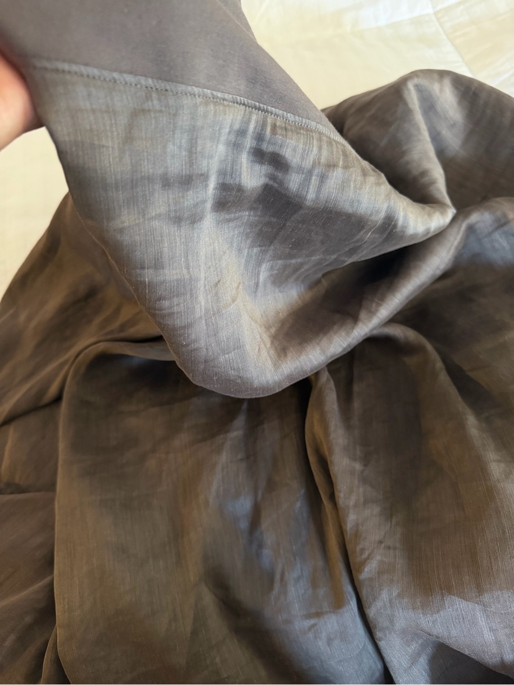 Eileen Fisher Dark Brown High-Low linen Satin Skirt - Picture 13 of 16